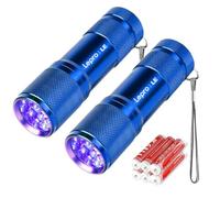 Lepro Linterna Ultravioleta 395nm, 6 AAA Pilas Incluidas, Azul, Pack de 2 | Linterna UV Multifuncional con 9 LED para Detectar Manchas de Orina y de Mascota, Escorpiones, Verificación de Billetes