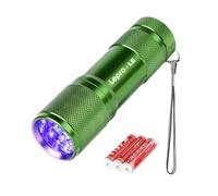 Lepro Linterna Ultravioleta 395nm con 9 LED, 3 AAA Pilas Incluidas, Verde | Linterna UV Multifuncional con 9 LED para Detectar Manchas de Orina y de Mascota, Escorpiones, Verificación de Billetes