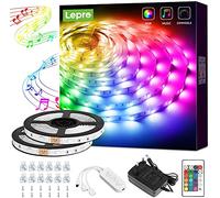 Lepro Luces LED Habitación 10M, Tira LED RGB, Sincronización de Música, Luz LED Musical 5050 SMD, 12V 24 Teclas Cinta LED Autoadhesivas, LED Strip para Decorativa TV, Fiesta, Dormitorio, Cocina(5M*2)