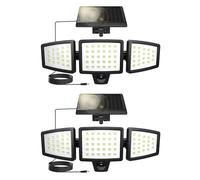 Lepro Luz Solar Exterior Detector de Movimiento, Foco Solar Exterior 72 LED 1000 lm Impermeable IP65, accesorio de luz solar de seguridad para jardín con 3 cabezales, Ángulo de 270 °, 2 Pcs