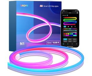 Lepro N1 AI Neon Tira LED 6m, Sync de Música y Control de Voz, IP65 Luces de Cuerda MagicColor, Funcion con Alexa y Google Home para DIY Dormitorio Fiesta, Diseñador de Iluminación AI Personalizado