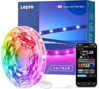 Lepro S1 AI Tira LED 5M, Luces LED MagicColor, Fonciona con Alexa y Google Assistant, Sincronización de Música, Diseñador de Iluminación AI Personalizado, Luz WiFi para Dormitorio, Fiesta, Gaming
