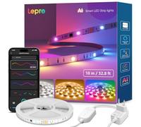 Lepro S2 AI Tira LED 10M RGB, Fonciona con Alexa y Google Assistant, Control de WiFi y Bluetooth y Segmentado, Diseñador de Iluminación AI Personalizado, Sincronización Música, Luz para Fiesta, Gaming