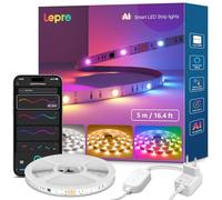 Lepro S2 AI Tira LED 5M RGB, Fonciona con Alexa y Google Assistant, Control de WiFi y Bluetooth y Segmentado, Diseñador de Iluminación AI Personalizado, Sincronización Música, Luz para Fiesta, Gaming