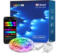 Lepro SE1 AI Tira LED 20M RGB, Luces LED Inteligente, Sincronización Música, Funciona con Alexa y Google Assistant, Diseñador de Iluminación AI Personalizado, Luz WiFi para TV, Juegos, Bares, Fiestas