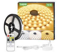 Lepro Tira LED 10 Metros, Tira Luz LED Regulable Blanca Cálida a Blanca Fría 600 Leds, 1400LM, Luces LED Habitación 24V para Decoración de Fiesta Navideña con Fuente de Alimentación y Controlador