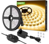 Lepro Tira LED Regulable, Luces LED Habitación 5M 1200lm, Blanco Cálido 3000K, 300 LEDs, Tira Luz LED para Gabinete, Armario y Más, Incluido Fuente de Alimentación de 12V y Regulador de Intensidad