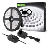Lepro Tira LED Regulable, Luces LED Habitación 5M 1200lm, Blanco Frío 6000K, 300 LEDs, Tira Luz LED para Gabinete, Armario y Más, Incluido Fuente de Alimentación de 12V y Regulador de Intensidad
