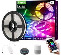 Lepro Tira LED WiFi 5M, Luces LED Habitación 24W, Luz LED Inteligente Impermeable IP65, Control Remoto de APP, 16 Millones Color RGB Regulable, Strip LED compatible con Alexa/Google Home(Solo 2.4GHz)