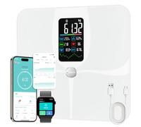 Lepulse Bascula Grasa Corporal y Muscular, Bascula de Baño Inteligente con Pantalla Grande, Bioimpedancia Bascula Inteligente con 22 Mediciónes, Balanza Peso Corporal Masa Muscular IMC con App