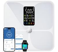Lepulse Bascula Grasa Corporal y Muscular, Bascula de Baño Inteligente con Pantalla Grande, Bioimpedancia Bascula Inteligente con 22 Mediciónes, Balanza Peso Corporal Masa Muscular IMC con App