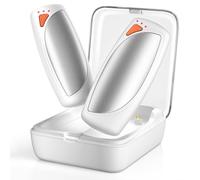 Lepwings Calentador de Manos Recargable 2 Piezas con Estuche Carga, 14000 mAh Calienta Manos de Bolsillo, Calentador Manos Electrico USB, Temperatura de Nivel 3, Regalos Invierno para Exterior- Blanco