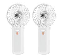 Lepwings Ventilador de Mano Portátil Recargable USB 2 Piezas, Mini Ventilador Plegable 3 en 1 Mano Cuello Mesa, Ultraligero Silencioso 4 Velocidades hasta 16H para Oficina Viajes Hogar - Blanco