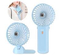 Lepwings Ventilador de Mano Portátil Recargable USB, Mini Ventilador Plegable 3 en 1 para Mano, Cuello y Mesa, Ultraligero y Silencioso, 4 Velocidades, hasta 16H para Oficina, Viajes y Hogar - Azul