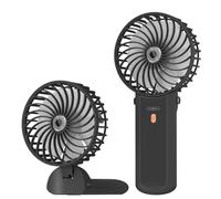 Lepwings Ventilador de Mano Portátil Recargable USB, Mini Ventilador Plegable 3 en 1 para Mano, Cuello y Mesa, Ultraligero y Silencioso, 4 Velocidades, hasta 16H para Oficina, Viajes y Hogar - Negro