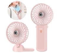 Lepwings Ventilador de Mano Portátil Recargable USB, Mini Ventilador Plegable 3 en 1 para Mano, Cuello y Mesa, Ultraligero y Silencioso, 4 Velocidades, hasta 16H para Oficina, Viajes y Hogar - Rosa