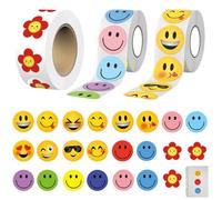 LEPZUR 1500 Piezas Pegatinas de Caras Felices para Niños, Stickers de Emojis Infantiles, Pegatinas Infantiles, Calcomanías Infantiles de Caras Emojis, Adhesivos de Caras en Rollo