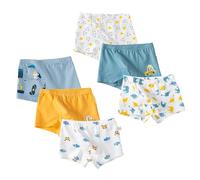 LeQeZe Calzoncillos Niños Algodón Pack de 6 Boxers Suaves y Transpirables con Motivos de Dinosaurios Coches y Animales 3-5 años Talla 120