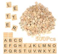 LERANXIN 500 Piezas Letras de Madera Con Números, A a Z, Letras de Madera Rompecabezas, Azulejos Pequeños para Manualidades, Regalo, Educación Infantil, Decoración, Aprendizaje, Ortografía, DIY