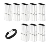LERANXIN 8 Piezas Cierres para Pulseras, Aleación de Zinc Cierre Pulseras de Cuero, Ojal de 12 x 6 mm, Plata Rectangular Cierres Pulsera Magnéticos, para Pulseras, Cordones de Cuero y Collares