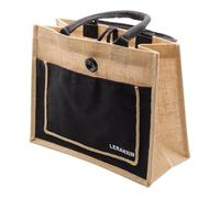 LERANXIN Bolso Yute, Natural y Ecológica Bolsa de Yute, Reutilizable Tote Bag con Película de PVC Impermeable para Ir de Compras, Pasear y Hacer Bricolaje