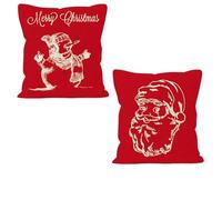 LERANXIN Cojines Navidad, 2 Piezas Material de Pelo Corto Funda Cojines 45 x 45, Patrón de Muñeco de Nieve y Papá Noel Funda Cojines Adecuado para Dormitorio y Sala de Estar