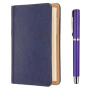 LERANXIN Cuaderno de Bolsillo A7, Recambio Reemplazable Libretas Pequeñas, Azul Libreta Pequeña de Bolsillo, con Papel de Recarga y Bolígrafo de Metal Azul, para Escuela, Apuntes de Clase y Viajes