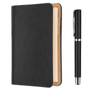 LERANXIN Cuaderno de Bolsillo A7, Recambio Reemplazable Libretas Pequeñas, Negro Libreta Pequeña de Bolsillo, con Bolígrafo Metálico Negro, para Escuela, Apuntes de Clase y Viajes