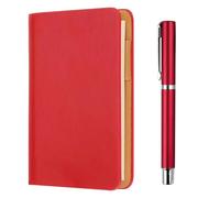 LERANXIN Cuaderno de Bolsillo A7, Recambio Reemplazable Libretas Pequeñas, Rojo Libreta Pequeña de Bolsillo, con Bolígrafo Metálico Rojo, para Escuela, Apuntes de Clase y Viajes