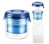 LERANXIN Filtro de Yogur con Tapa, Colador de Yogur Seco con Muelle | Separador de Suero de Leche, Yogurtera de Malla Fina Filtro Azul, para Hogar, Restaurante, Pastelería