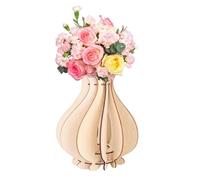 LERANXIN Juego de Jarrones de Madera, Jarrón con Forma de Ramo 3D, Jarrón Vintage de 11-22-3 cm, 19 Agujeros, CREA tu Propio Jarrón de Madera Rompecabezas para Cocina, Oficina y Sala de Estar