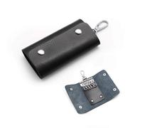 LERANXIN Llavero de Bolso Piel, Estuche de Llaves de Cuero Negro, Exquisito Llavero de Cuero Genuino, Estuches de Llaves de Coche que Pueden Colgar 6 Llaves al Mismo Tiempo