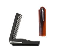 LERANXIN Peine Barba, 2 Piezas Peine para Hombre, Moda Peine Plegable, Peine Retráctil Pequeño Portátil Peine Bolsillo, Peine de Peluquería Negro y Marrón, para Peluquería y Uso Diario