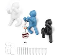 LERANXIN Percha Pared, 3 Piezas Colgador Decorativo, Perchero Entrada Recibidor para Chaquetas, Bolsos y Llaves, Negro, Blanco, Azul