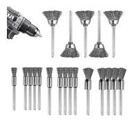 LERANXIN Pincel de Limpieza de Metales 20 Piezas | Cepillo Alambre Taladro Diámetro Vástago 3 mm | Cepillo Taladro 4 Tamaños | para Pulir, Esmerilar, Eliminar Óxido & Pintura