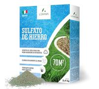 LERAVA Sulfato de Hierro Granulado (70 m²) - Fertilizante Rico en Hierro para Césped, Plantas y Jardines - Mejora el Crecimiento y el Color Verde - Apto para Agricultura y Árboles - 2,4kg