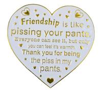 Leraverppy Broche esmaltado, la amistad es como pissing your pants Everyone Can See It But Only You Can Feel It's Warmth Thank You For Being The Piss In My Pants Broche, regalo de insignia de corazón
