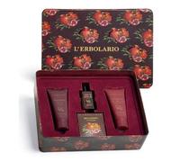 L'Erbolario Melograno Trio Perfume 50 ml + Gel de Baño Granada 100 ml + Crema Corporal 100 ml - Caja Regalo Metálica con Collar Joya