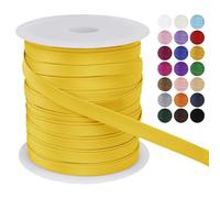 LEREATI Cinta al Bies Costura 10mm x 50m Cintas al Sesgo Ribetes para Costura Cinta Mochila Poliéster, Cenefa para Costura, Ropa, Pancartas, Tapicería, Ribetes, Muebles (Amarillo Claro)