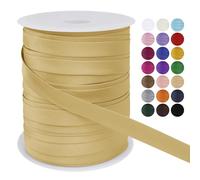 LEREATI Cinta al Bies Costura 15mm x 50m Cintas al Sesgo Ribetes para Costura Cinta Mochila Poliéster, Cenefa para Costura, Ropa, Pancartas, Tapicería, Ribetes, Muebles (Amarillo Huevo)