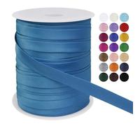 LEREATI Cinta al Bies Costura 15mm x 50m Cintas al Sesgo Ribetes para Costura Cinta Mochila Poliéster, Cenefa para Costura, Ropa, Pancartas, Tapicería, Ribetes, Muebles (Azul Lago Oscuro)