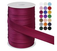 LEREATI Cinta al Bies Costura 25mm x 50m Cintas al Sesgo Ribetes para Costura Cinta Mochila Poliéster, Cenefa para Costura, Ropa, Pancartas, Tapicería, Ribetes, Muebles (Rojo Vino)