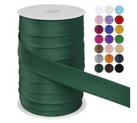 LEREATI Cinta al Bies Costura 25mm x 50m Cintas al Sesgo Ribetes para Costura Cinta Mochila Poliéster, Cenefa para Costura, Ropa, Pancartas, Tapicería, Ribetes, Muebles (Verde Oscuro Claro)