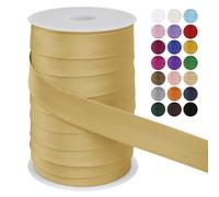 LEREATI Cinta al Bies Costura 25mm x 50m Cintas al Sesgo Ribetes para Costura Cinta Mochila Poliéster, Cenefa para Costura, Ropa, Pancartas, Tapicería, Ribetes, Muebles (Amarillo Huevo)