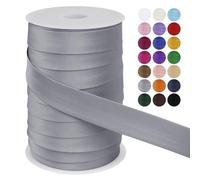 LEREATI Cinta al Bies Costura 25mm x 50m Cintas al Sesgo Ribetes para Costura Cinta Mochila Poliéster, Cenefa para Costura, Ropa, Pancartas, Tapicería, Ribetes, Muebles (Gris Plata)