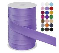 LEREATI Cinta al Bies Costura 25mm x 50m Cintas al Sesgo Ribetes para Costura Cinta Mochila Poliéster, Cenefa para Costura, Ropa, Pancartas, Tapicería, Ribetes, Muebles (Morado Claro)