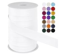 LEREATI Cinta al Bies Costura 25mm x 50m Cintas al Sesgo Ribetes para Costura Cinta Mochila Poliéster, Cenefa para Costura, Ropa, Pancartas, Tapicería, Ribetes, Muebles (Blanco)