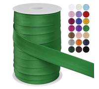 LEREATI Cinta al Bies Costura 25mm x 50m Cintas al Sesgo Ribetes para Costura Cinta Mochila Poliéster, Cenefa para Costura, Ropa, Pancartas, Tapicería, Ribetes, Muebles (Verde)