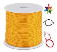 LEREATI Cola de Raton 0.8mm x 100m Cuerda Nylon Cordón de Satén Nailon, Hilo Macrame para Hacer Pulseras, Reborde, Joyería, Anudado Chino (Amarillo Dorado)