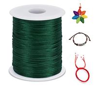 LEREATI Cola de Raton 1.5mm x 100m Cuerda Nylon Cordón de Satén Nailon, Hilo Macrame para Hacer Pulseras, Reborde, Joyería, Anudado Chino (Verde Oscuro)